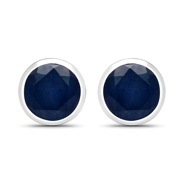 2.00 Carat Glass Filled Sapphire .925 Sterling Silver Earrings