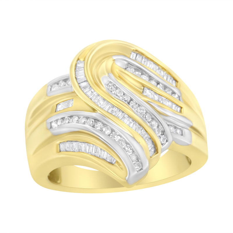 10K Yellow Gold 1/2 Carat TDW Diamond Bypass Ring (H-ISI2-I1)