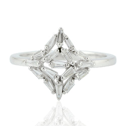 18K White Gold Baguette Diamond Ring - Elegant Fine Jewelry, Size 7
