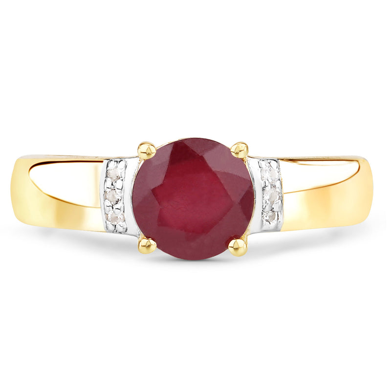 1.68 Carat Glass Filled Ruby and White Topaz .925 Sterling Silver Ring