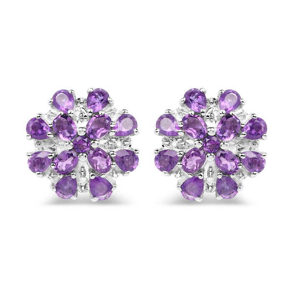 3.80 Carat Genuine Amethyst .925 Sterling Silver Earrings