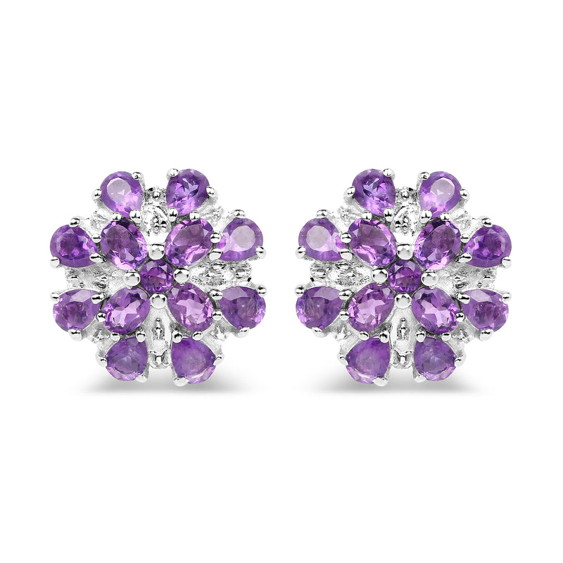 3.80 Carat Genuine Amethyst .925 Sterling Silver Earrings