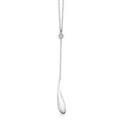 14k White Gold Teardrop Lariat Necklace with Diamond