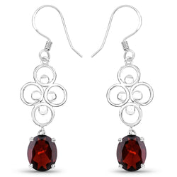 7.30 Carat Genuine Garnet .925 Sterling Silver Earrings