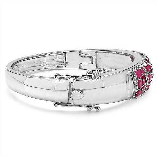 6.65 Carat Genuine Ruby and White Topaz .925 Sterling Silver Bracelet