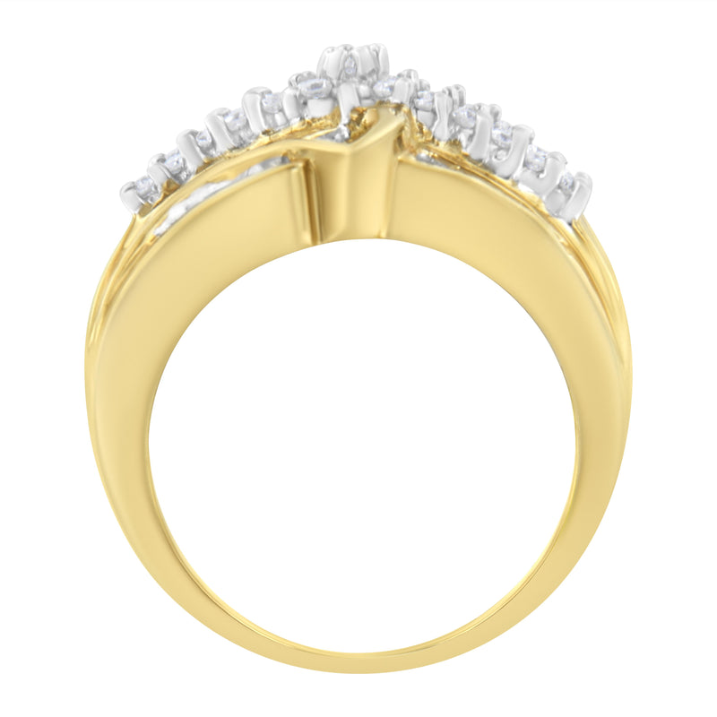 10K Yellow Gold 1ct TDW Diamond Modern Band Ring (H-II1-I2)