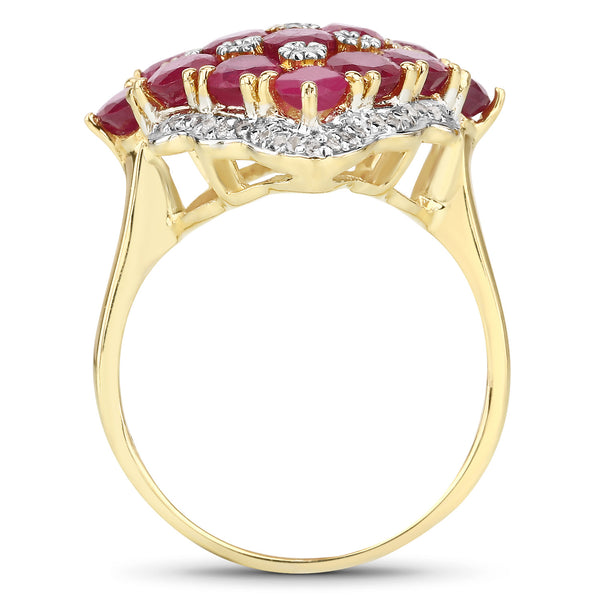6.49 Carat Glass Filled Ruby and White Topaz .925 Sterling Silver Ring
