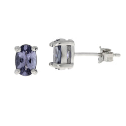 Genuine 1.00ct Tanzanite Stud Earrings Sterling Silver