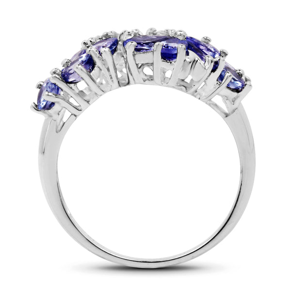 2.88 Carat Genuine Tanzanite .925 Sterling Silver Ring