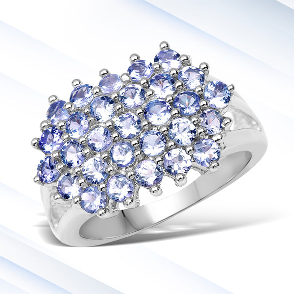 2.03 Carat Genuine Tanzanite .925 Sterling Silver Ring