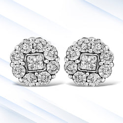 10KT White Gold 1/4ct Diamond Floral Cluster Stud Earring (I-J, I1-I2)