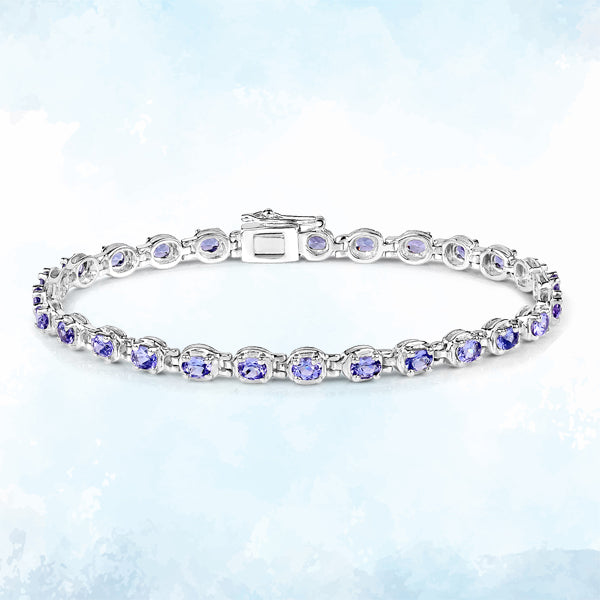 4.59 Carat Genuine Tanzanite .925 Sterling Silver Bracelet