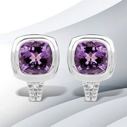 7.10 Carat Genuine Amethyst .925 Sterling Silver Earrings