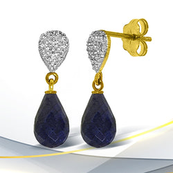 6.63 Carat 14K Solid Yellow Gold Splendid Sapphire Diamond Earrings