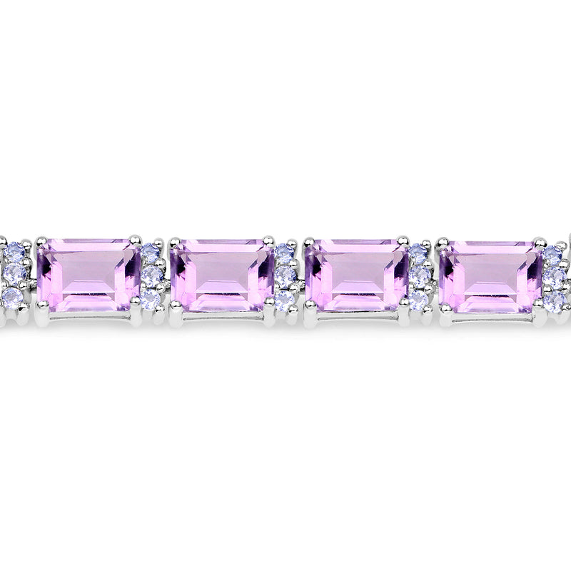 19.19 Carat Genuine Amethyst and Tanzanite .925 Sterling Silver Bracelet