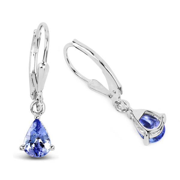 1.30 Carat Genuine Tanzanite .925 Sterling Silver Earrings