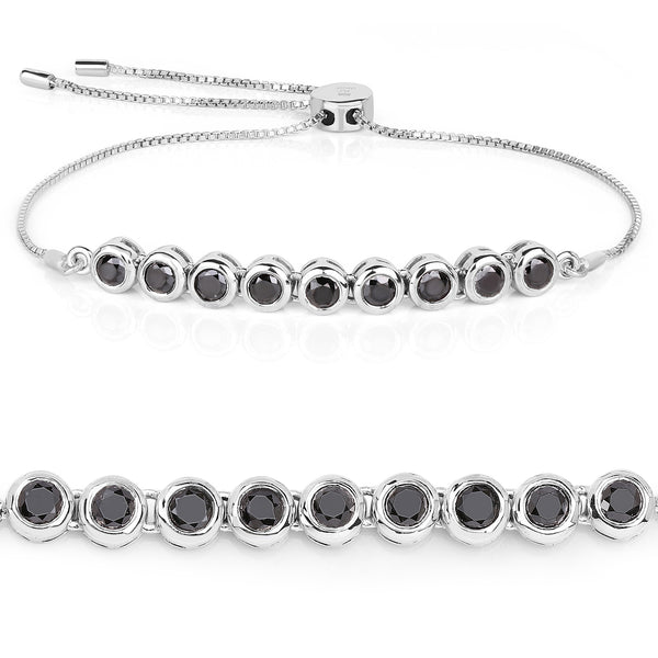 1.58 Carat Genuine Black Diamond .925 Sterling Silver Bracelet