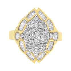 10K Yellow Gold 1ct TDW Diamond Cluster Ring (H-ISI1-SI2)