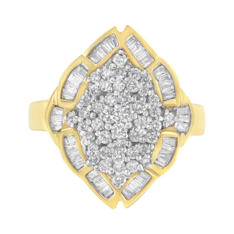 10K Yellow Gold 1ct TDW Diamond Cluster Ring (H-ISI1-SI2)