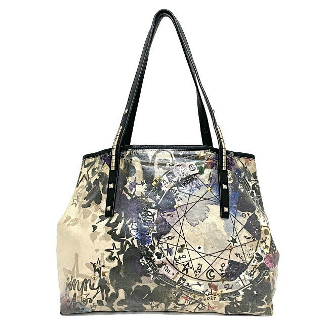Jimmy Choo Black Purple Beige PVC Leather JIMMY CHOO Hand Multicolor Womens Tote Bag Studs