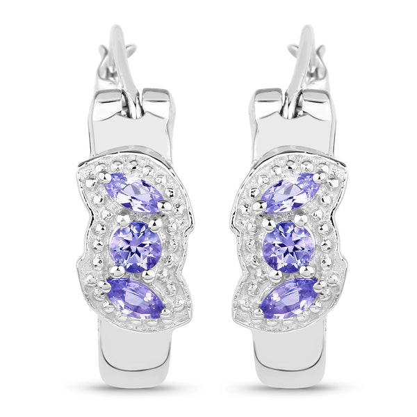 0.52 Carat Genuine Tanzanite .925 Sterling Silver Earrings