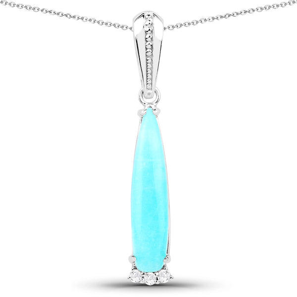 6.27 Carat Genuine Amazonite And White Topaz .925 Sterling Silver Pendant