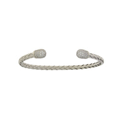 Genuine Cubic Zirconium Bangle Bracelet Sterling Silver