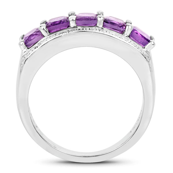 1.50 Carat Genuine  Amethyst .925 Sterling Silver Ring