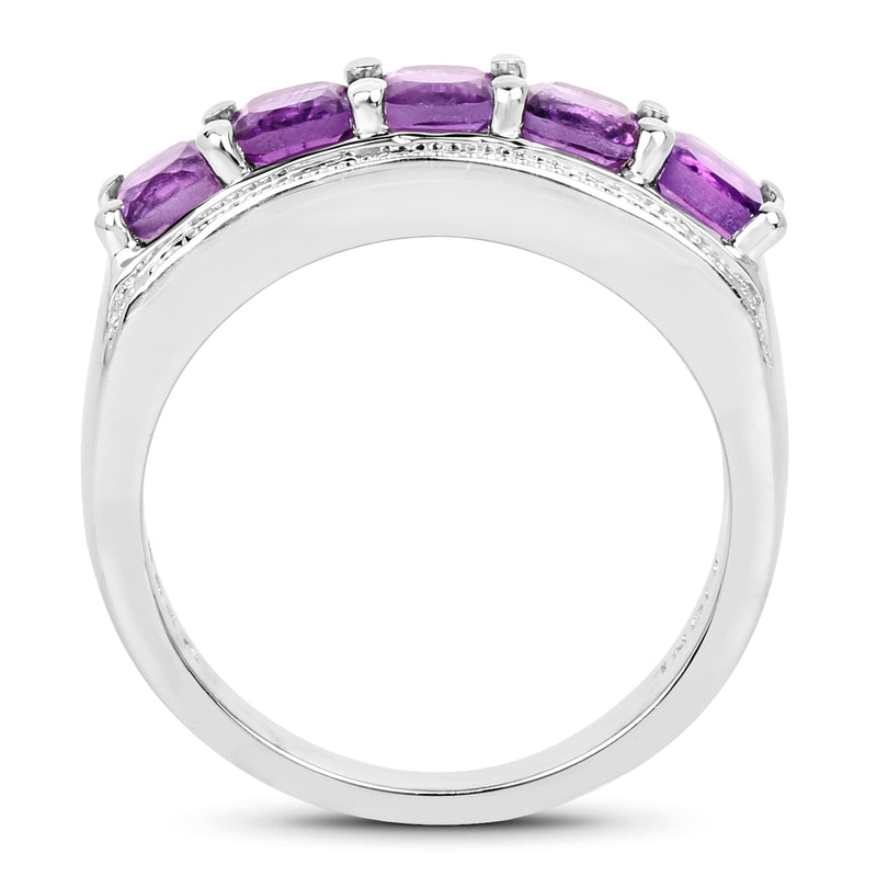 1.50 Carat Genuine  Amethyst .925 Sterling Silver Ring