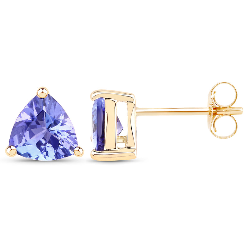 1.74 Carat Genuine Tanzanite 14K Yellow Gold Earrings