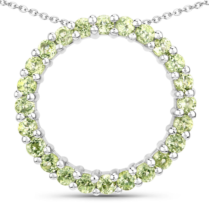 0.84 Carat Genuine Peridot .925 Sterling Silver Pendant