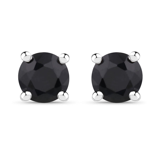 1.20 Carat Genuine Black Sapphire .925 Sterling Silver Earrings