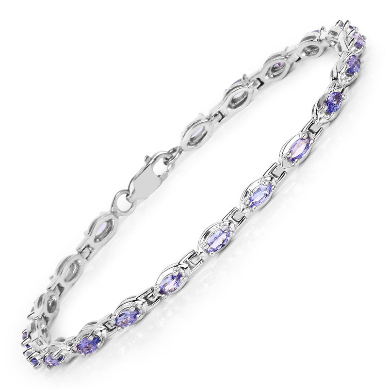 2.80 Carat Genuine Tanzanite .925 Sterling Silver Bracelet