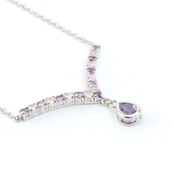 2.65 TW CTS AMETHYST & TOPAZ 18K RHODIUM PLATED DESIGNER NECKLACE 19 INCHES