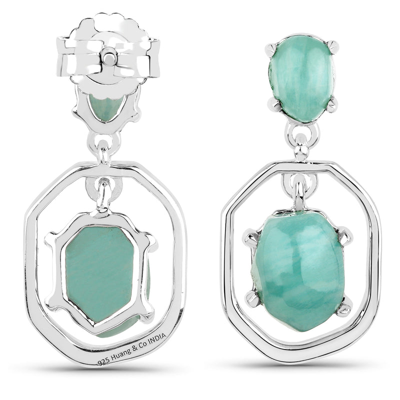 4.64 Carat Genuine Amazonite .925 Sterling Silver Earrings