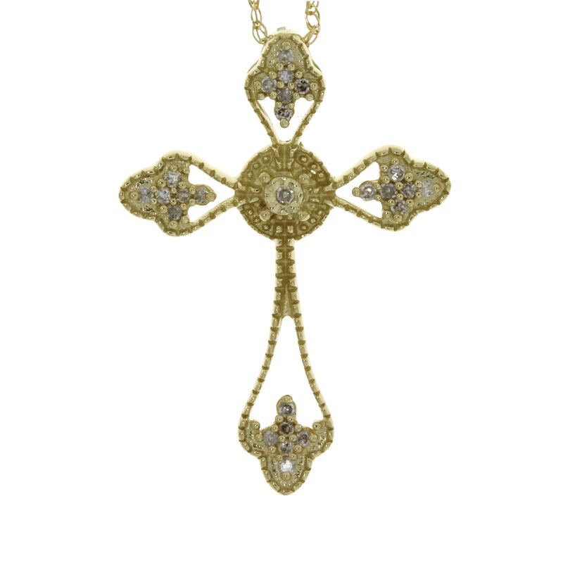 .10ct Diamond Cross Religious Pendant 14KT Yellow Gold
