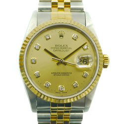 ROLEX Rolex Datejust 10P diamond 16233G T number SS / YG self-winding gold dial watch