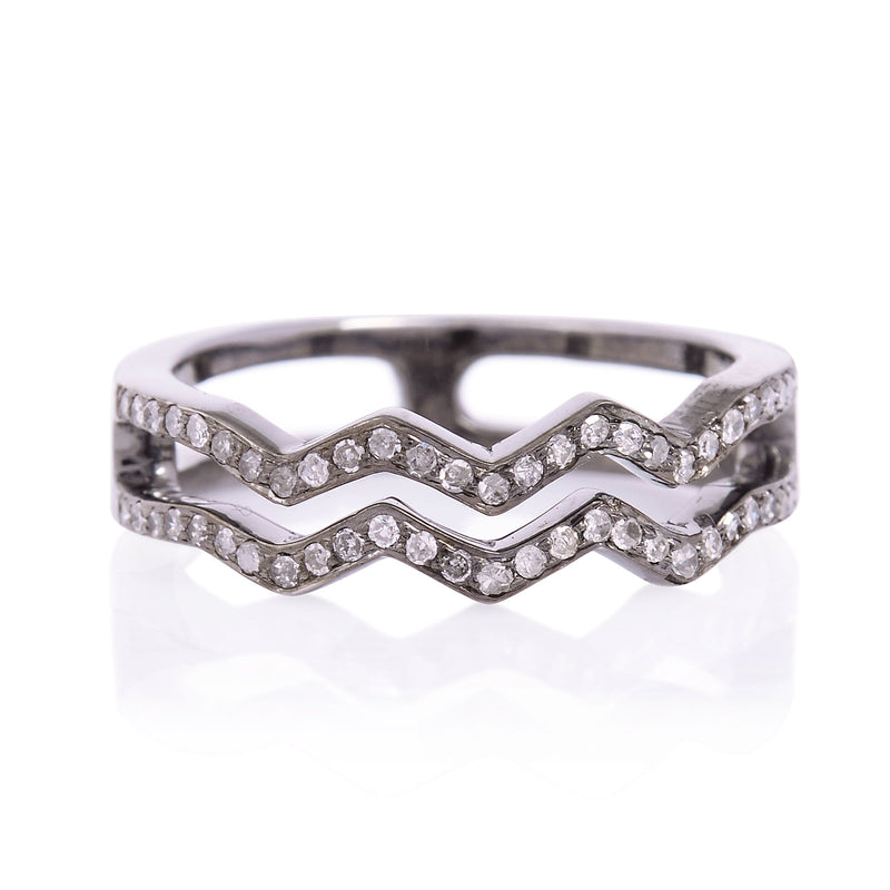 Pave Diamond 925 Sterling Silver Designer Ring Jewelry