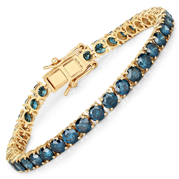 12.09 Carat Genuine Blue Diamond 14K Yellow Gold Bracelet