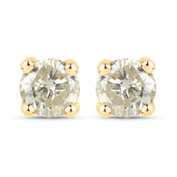 0.89 Carat Genuine LB Diamond 14K Yellow Gold Earrings