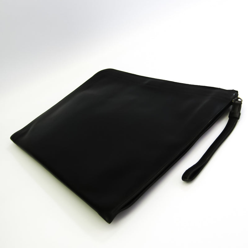 Hermes Unisex Box Calf Leather Clutch Bag Black