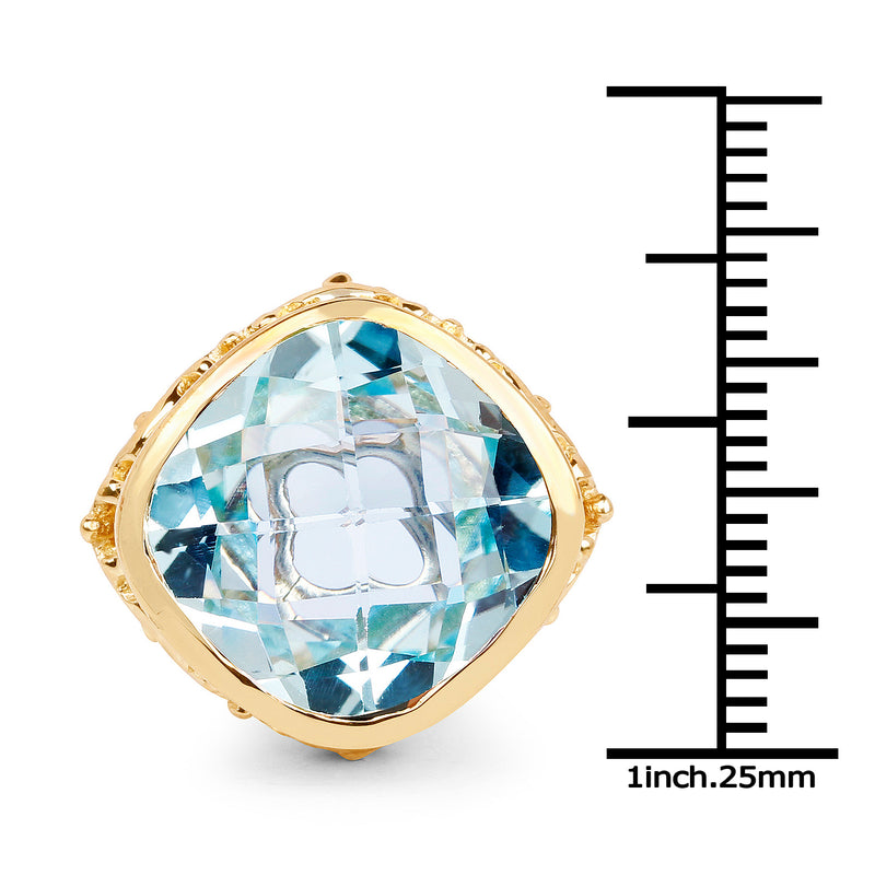 12.79 Carat Genuine Blue Topaz .925 Sterling Silver Ring