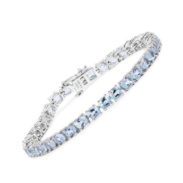 18.00 Carat Genuine Blue Topaz .925 Sterling Silver Bracelet