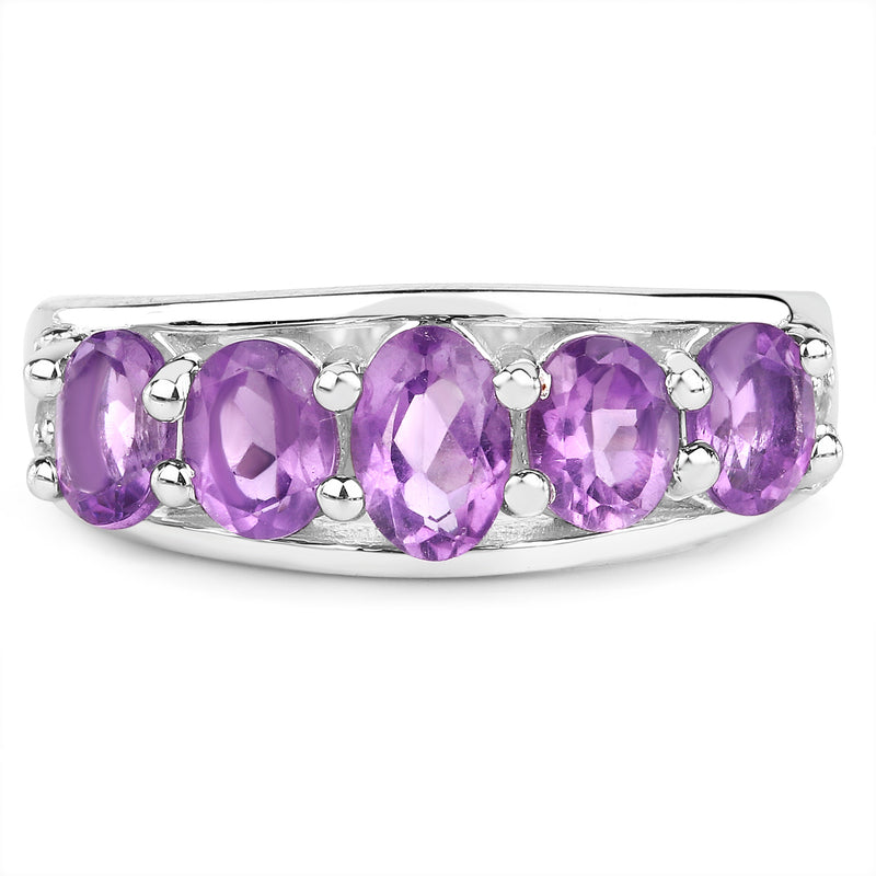 1.85 Carat Genuine  Amethyst and White Topaz .925 Sterling Silver Ring