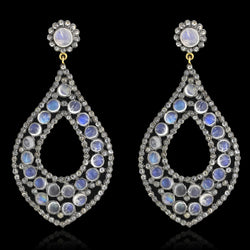 14.93ct Moonstone Diamond 14 kt Gold 925 Sterling Silver Dangle Earrings Jewelry