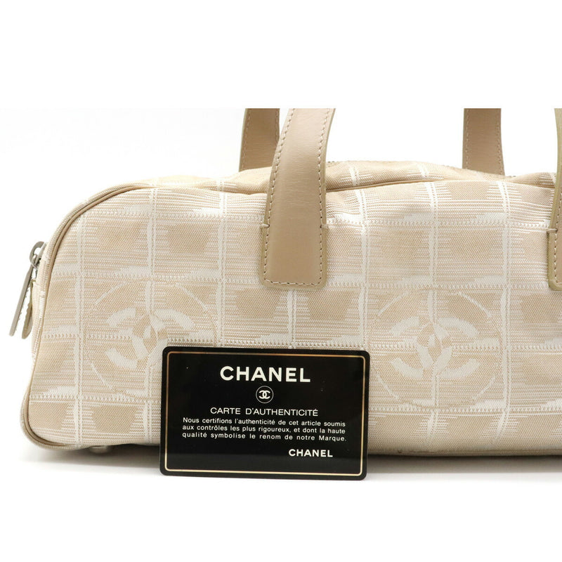 CHANEL New Travel Line Handbag Nylon Jaguar Leather Beige A15828