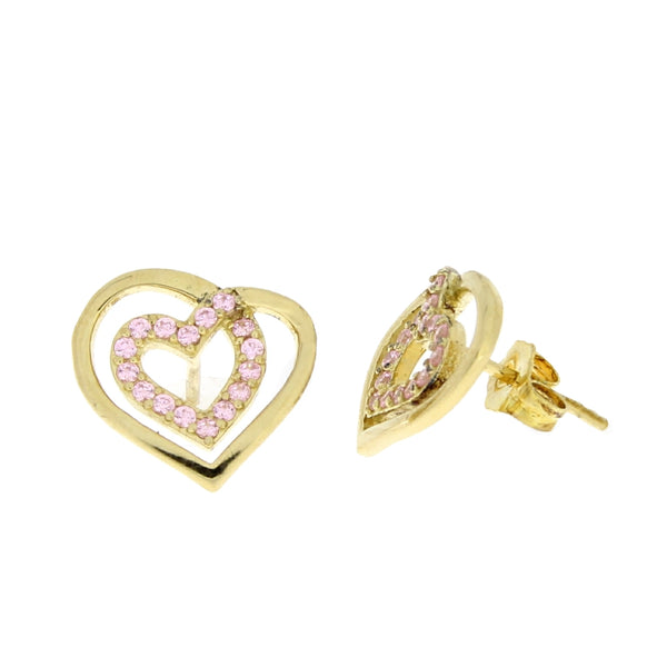 Natural Swarovski CZ Heart Earrings Sterling Silver