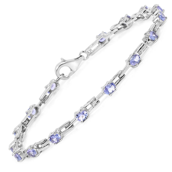 2.72 Carat Genuine Tanzanite .925 Sterling Silver Bracelet