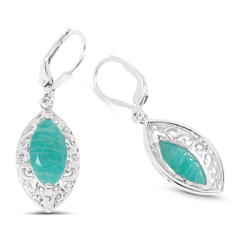 5.09 Carat Genuine Amazonite .925 Sterling Silver Earrings