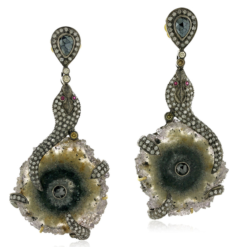 Gemstone 18k Gold 925 Sterling Silver Diamond Dangle Earrings Jewelry